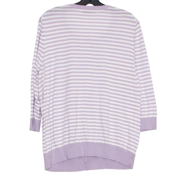 Old Navy Cardigan 3/4 Sleeve Cottage Easter Spring Button Purple White XXL Flaw - Picture 2 of 7